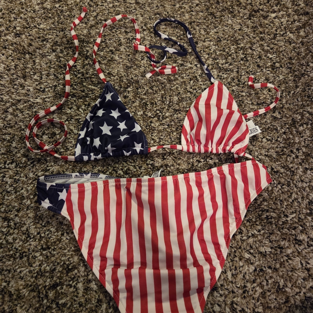 Womans Flag Pattern Triangle Bikini - Red, White, Blue - Picture 2 of 4